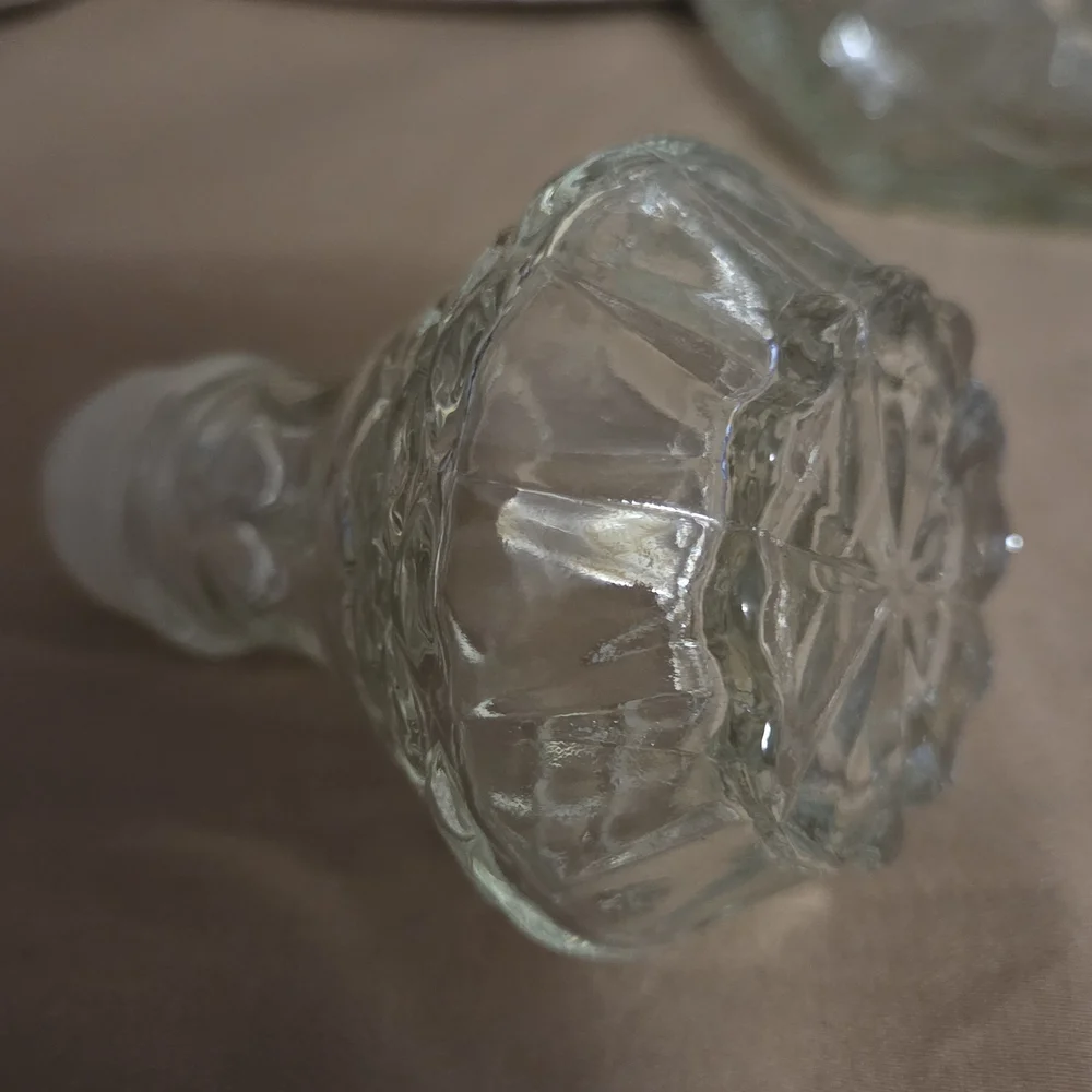 Vtg Libbey Cambridge Diamond Cut Clear Glass Decanter & Stopper 14